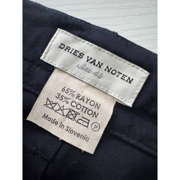 Dries Van Noten Navy Lightweight Wide Trousers - Picture 5 of 5